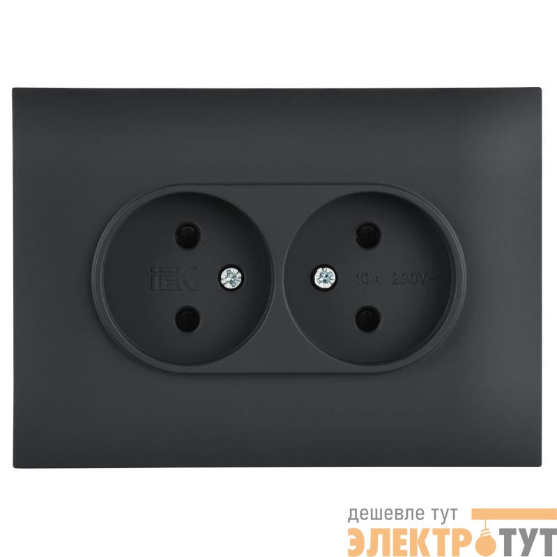 Розетка 2-м SKANDY 10А без заземл. защ. шторки в сборе SK-R09G графит IEK SK-R23-10-K53-F