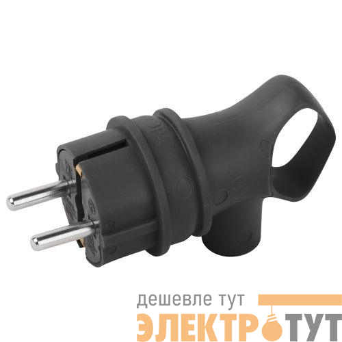Вилка угловая VX12-B-IP44 16А IP44 с заземл. с кольцом каучук черн. Эра Б0069323
