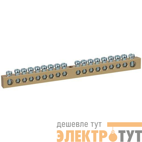 Шина NO-122-34 PEN земля-ноль 8х12мм 18/1 латунная крепеж по центру Эра Б0047250