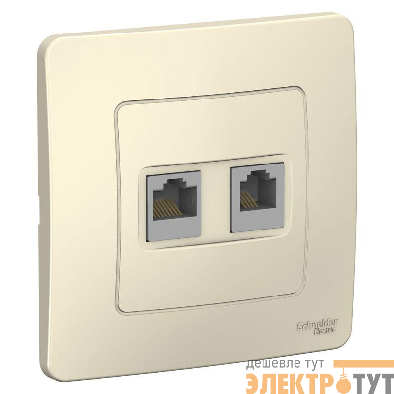 Розетка компьютерная + телефонная 2-м СП Blanca RJ45 кат.5E + RJ11 молочн. SE BLNIS045112
