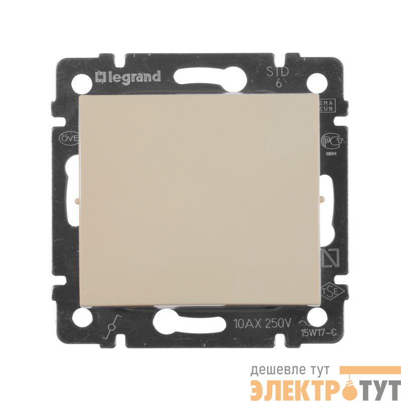 Переключатель проходной 1-кл. СП Valena 10А IP31 250В механизм сл. кость Leg 774306