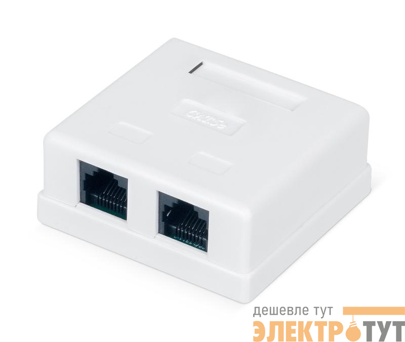 Розетка компьютерная 2-м ОП WR-WS-8P8C-C5E-2 RJ45 кат.5E неэкранир. Dual IDC бел. WRline 505216