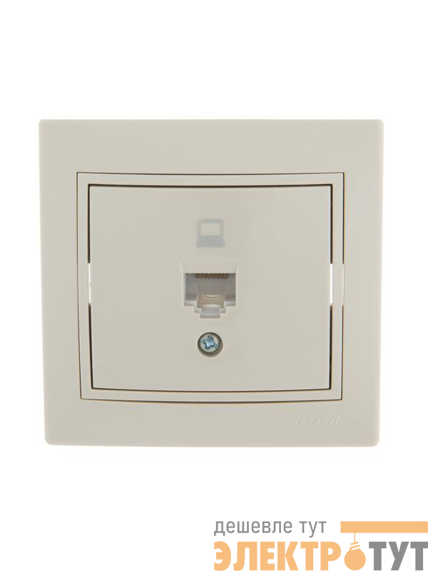 Розетка компьютерная 1-м СП Mira RJ45 крем./крем.. LEZARD 701-0303-139