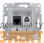 Механизм розетки комп. + телеф. 1-м СП Sedna RJ11 + RJ45 алюм. SchE SDN5100160