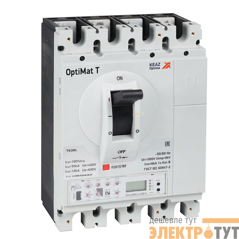 Выключатель автоматический 4п 400А OptiMat T400L ETA-COM в литом корпусе КЭАЗ 355905