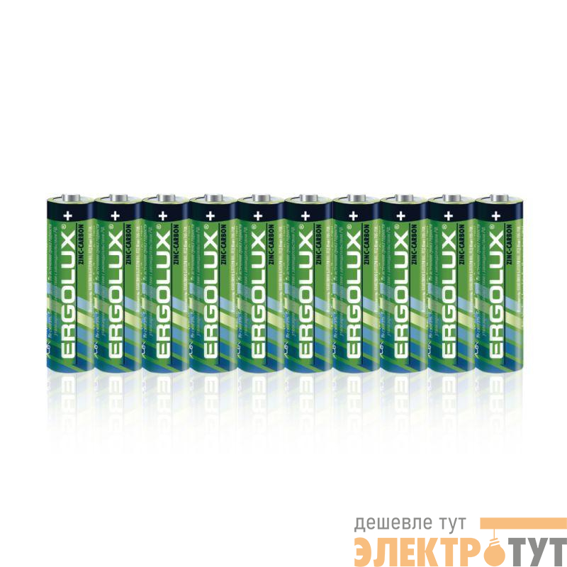 Элемент питания солевой R 6 SR10 пальчиковая батарейка AA 1.5В (уп.10шт) Ergolux 15120