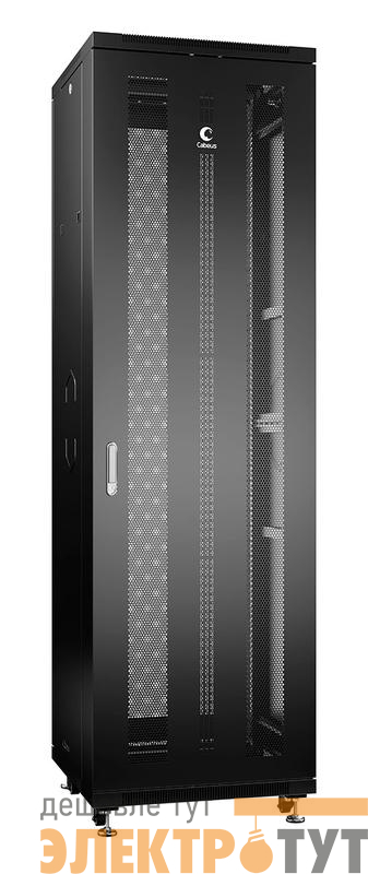 Шкаф монтажный телекоммуникационный напольн. ND-05C-42U60/60-BK 19дюйм 42U 600х600х2055мм для распределит. и серверн. оборудования; передн. и задн. перфорир. двери ручка с замком RAL 9004 черн. Cabeus 8552c