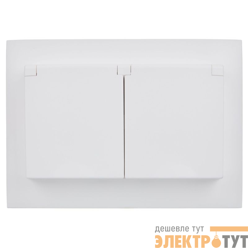 Розетка 2-м SKANDY 16А IP44 с крышкой в сборе SK-R12W арктич. бел. IEK SK-R26-16-44-K01-F