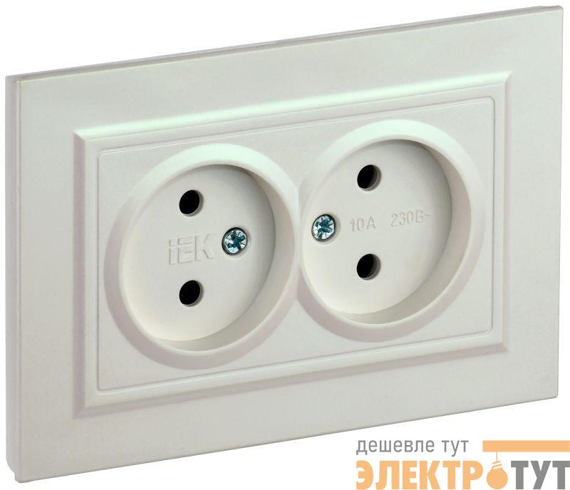 Розетка 2-м СП BRITE РС12-2-БрЖ 10А в сборе без заземл. без защ. шторок жемчуж. IEK BR-R20-10-K36-F