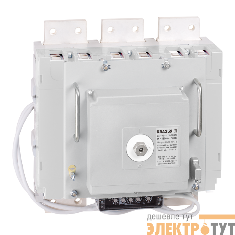 Выключатель автоматический 3п 2000А 80кА ВА55-43-334730 УХЛ3 690В AC НР=230В AC/220В DC ПЭ230AC КЭАЗ 108117