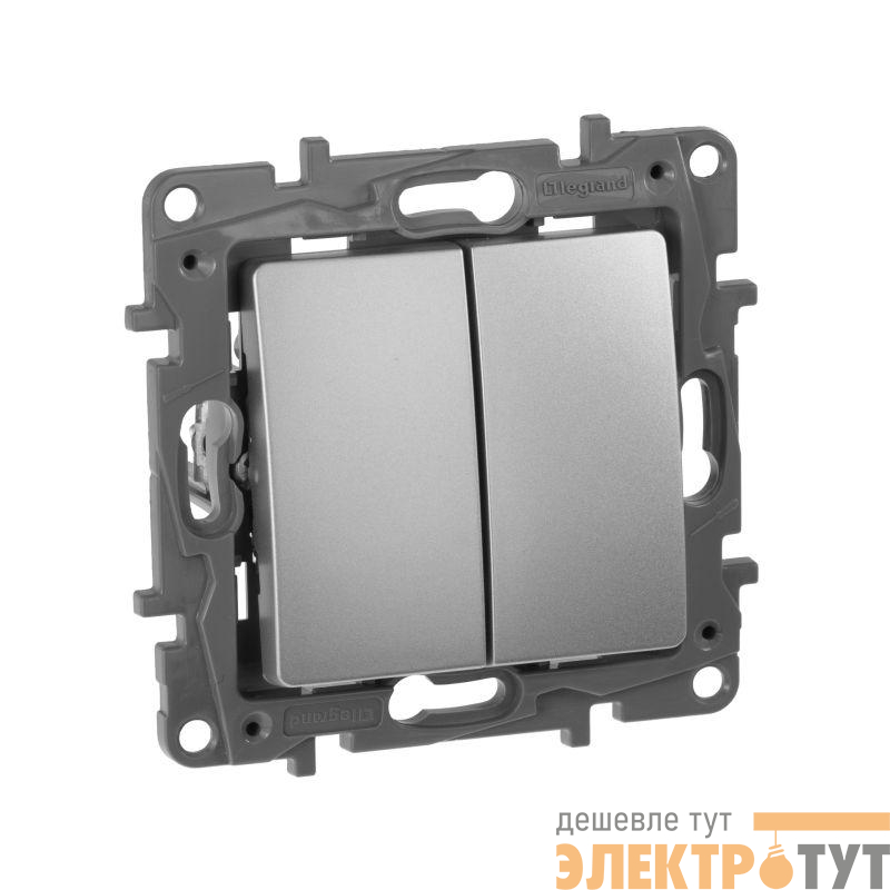 Выключатель 2-кл. СП Etika 10А IP20 250В 10AX авт. зажимы механизм алюм. IEK 672402