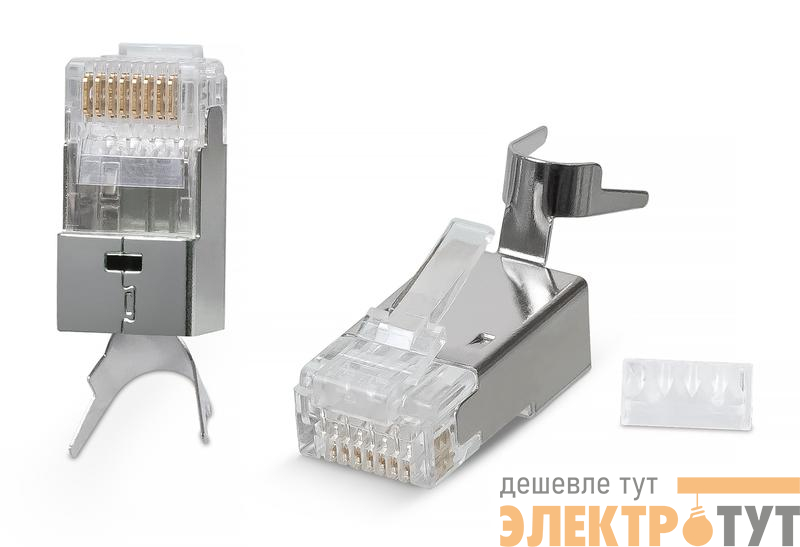 Коннектор RJ-45(8P8C) под витую пару кат. 6a/7/7a экран. универс. (для ож и мж кабеля) Cabeus 7780c