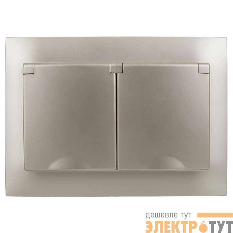 Розетка 2-м SKANDY 16А IP44 с крышкой в сборе SK-R12Sh шампань IEK SK-R26-16-44-K37-F