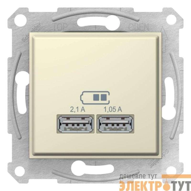 Механизм зарядного устройства USB Sedna 2.1А (2х1.05А) беж. SchE SDN2710247