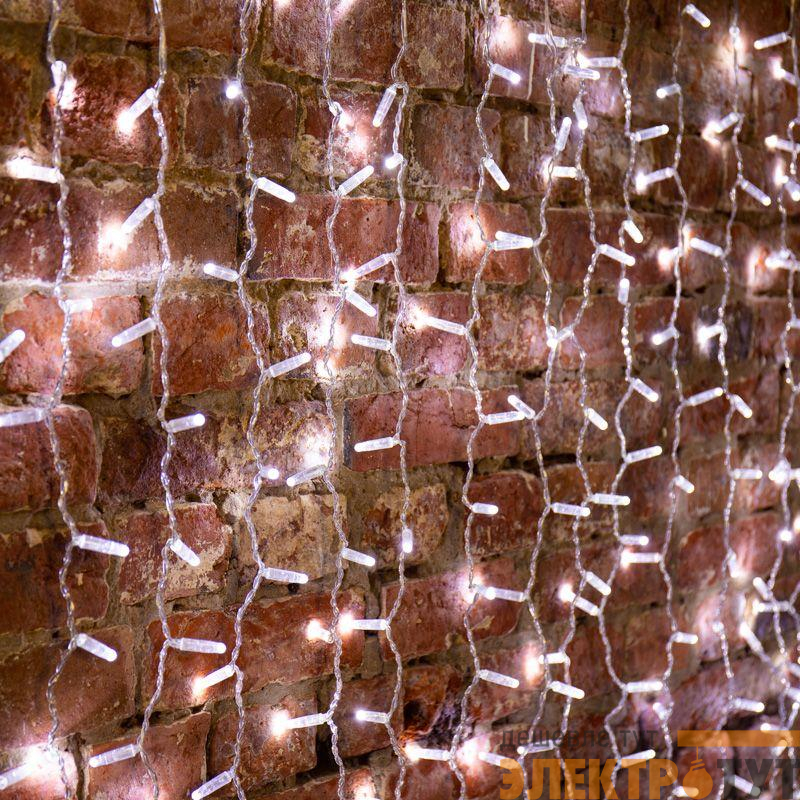 Гирлянда светодиодная "Светодиодный Дождь" 2х3м 448LED бел. 66Вт 230В IP65 постоян. свечение провод прозр. (нужен шнур питания 303-500-1) Neon-Night 235-155-6