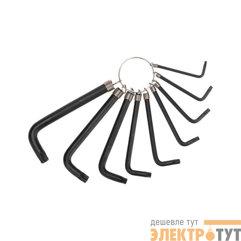 Набор ключей имбусовых TORX T10-T50 CrV 9шт оксидированные на кольце Kranz KR-12-5203