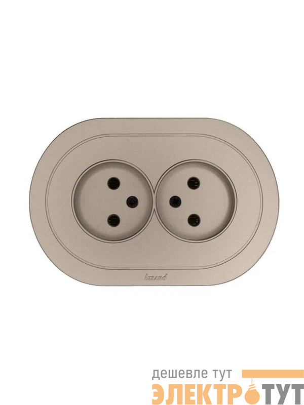Розетка 2-м СП OSEN без заземл. ПБТ круглая механизм титан LEZARD 744-3700-128B