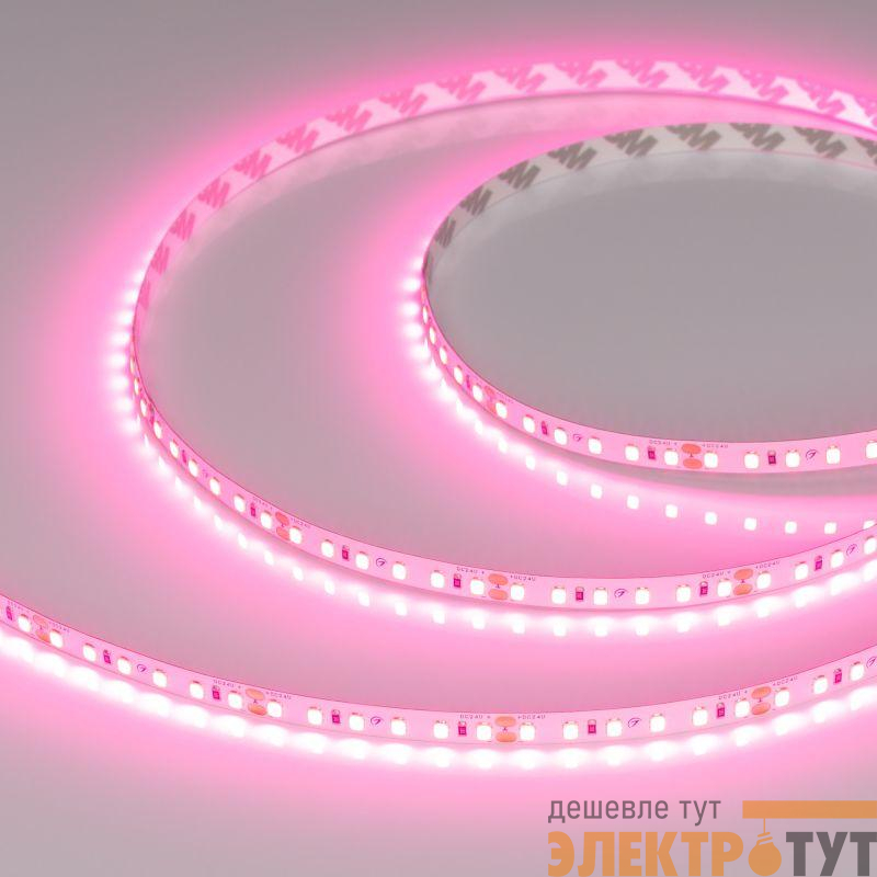 Лента светодиодная RT-A120-8mm 24V Pink 9.6Вт/м IP20 2835 (уп.5м) Arlight 043380