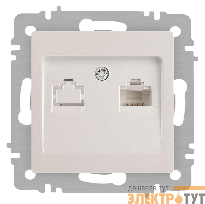 Розетка компьютерная 1-м СП Accent 6-303-06 RJ45 IP20 перламутр. Intro Б0063636