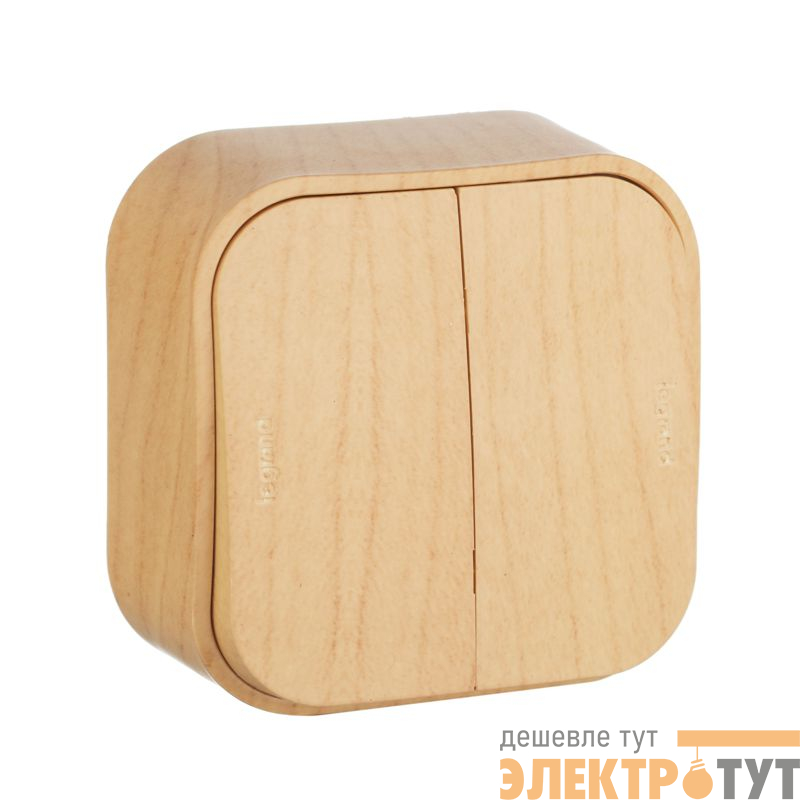 Выключатель 2-кл. ОП Quteo 10А IP20 10AX дерево IEK 782262