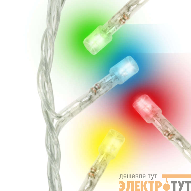 Гирлянда светодиодная "Бахрома" ULD-B1805-048/DTA MULTI IP20 1.8м 48LED мультиколор с контроллером провод прозр. Uniel UL-00005273
