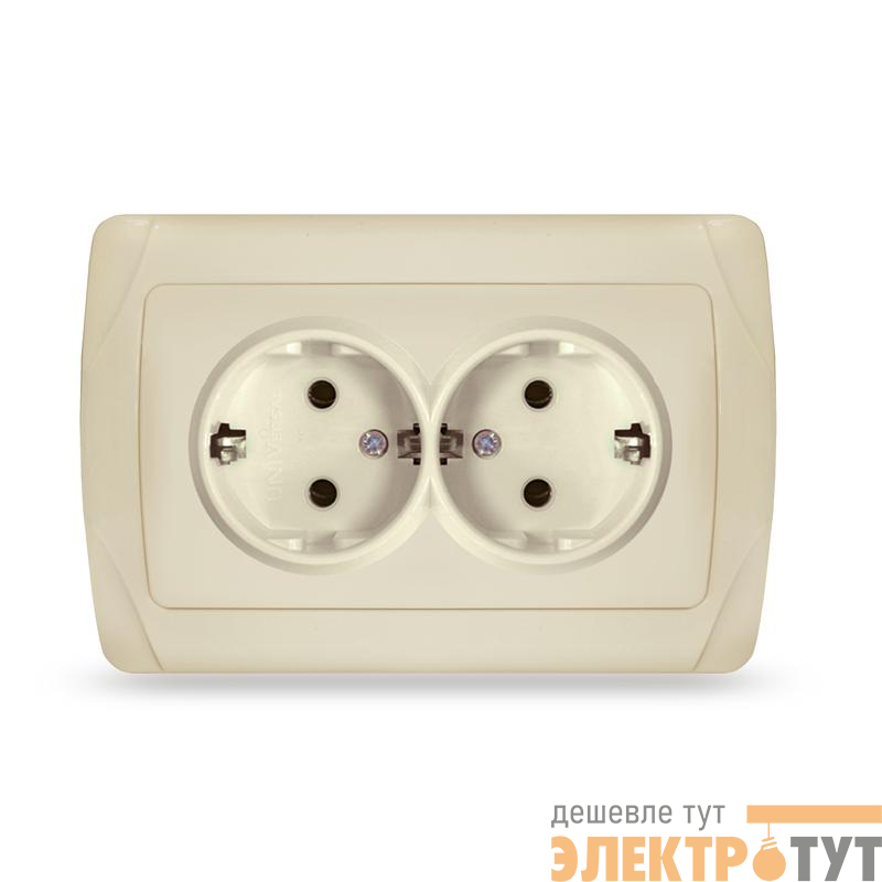 Розетка 2-м СП Маргарита 16А IP20 с заземл. сл.кость (ivory) UNIVersal М0128-I