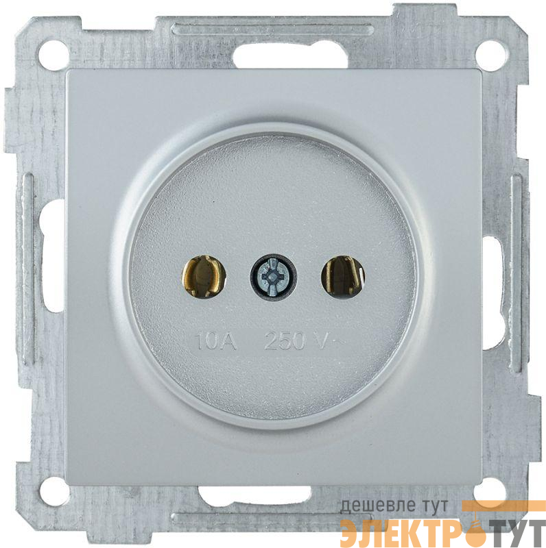 Механизм розетки 1-м СП Bolero РС10-1-0-Б 10А IP20 без заземл. серебр. IEK ERB10-K23-10