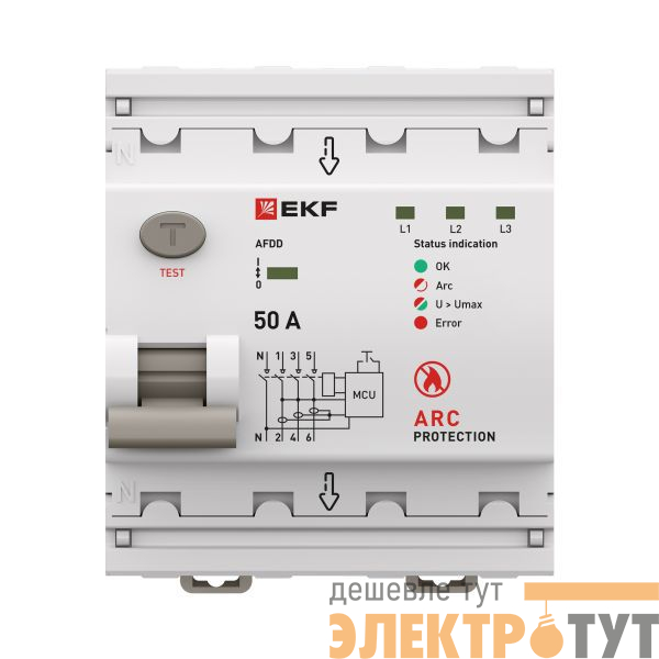 Устройство защиты от дугового пробоя (УЗДП) 3P+N 50А PROxima EKF afdd-4-50-pro