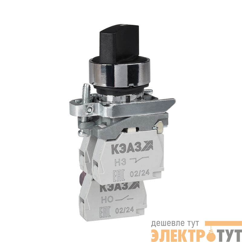 Переключатель КПЕ1111РС 1но+1нз ручка фикс 2поз IP40 черн. КЭАЗ 271788