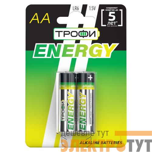 Элемент питания алкалиновый AA/LR6 LR6-2BL Eco (блист.2шт) Трофи Б0017045