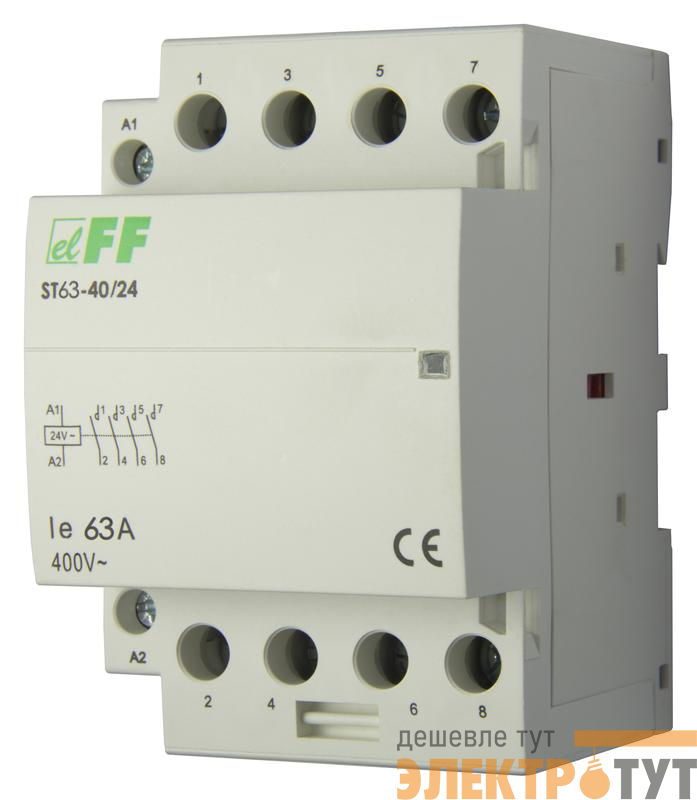 Контактор ST63-40/24 (4NO 6.4Вт 3 модуля монтаж на DIN-рейке 24В AC 63А IP20) F&F EA13.001.012
