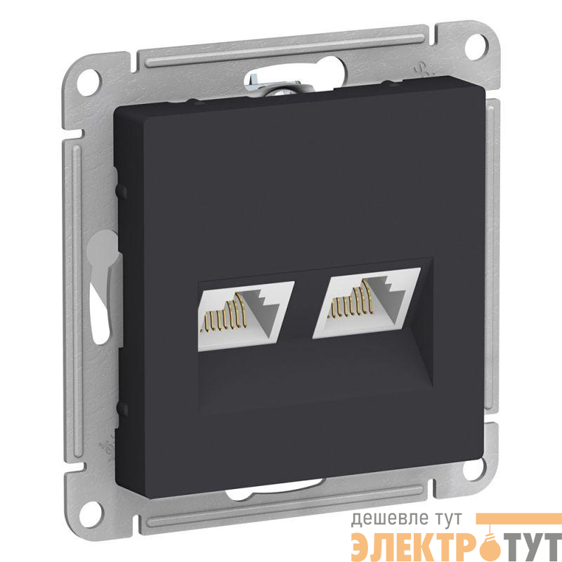 Розетка компьютерная 2-м AtlasDesign RJ45 кат.5E механизм карбон SE ATN001085