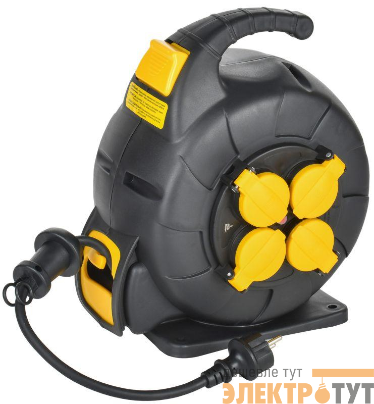 Удлинитель на катушке TWIST 4х10м с заземл. с крышк. автосмотка 16А IP44 КГ 3х1.5кв.мм УК10 2P+PE/10м 4 IEK TW-KP27-16-04-10-44