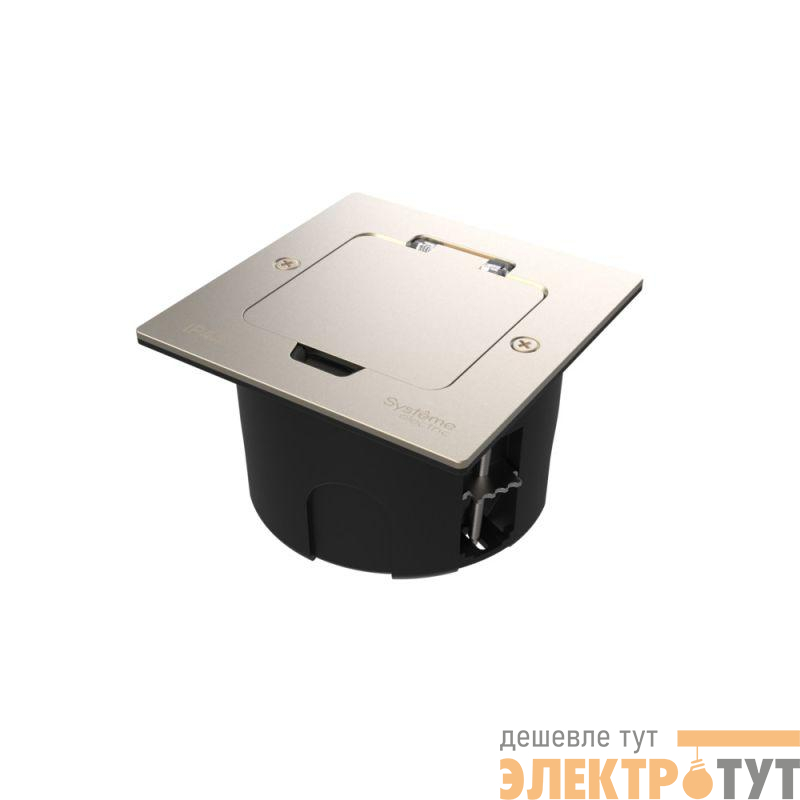 Лючок MultiDesk MDK20 на 2мод. IP44 с монтажной коробкой для стены фальшпола стола никель SE MDK20102NA