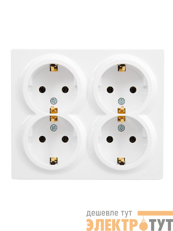 Розетка 4-м ОП LETO с заземл. закрытый корпус ПБТ бел. LEZARD 752-0200-127BDP