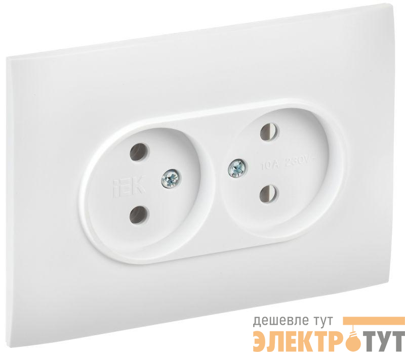 Розетка 2-м SKANDY 10А без заземл. без защ. шторок в сборе SK-R10W арктич. бел. IEK SK-R20-10-K01-F