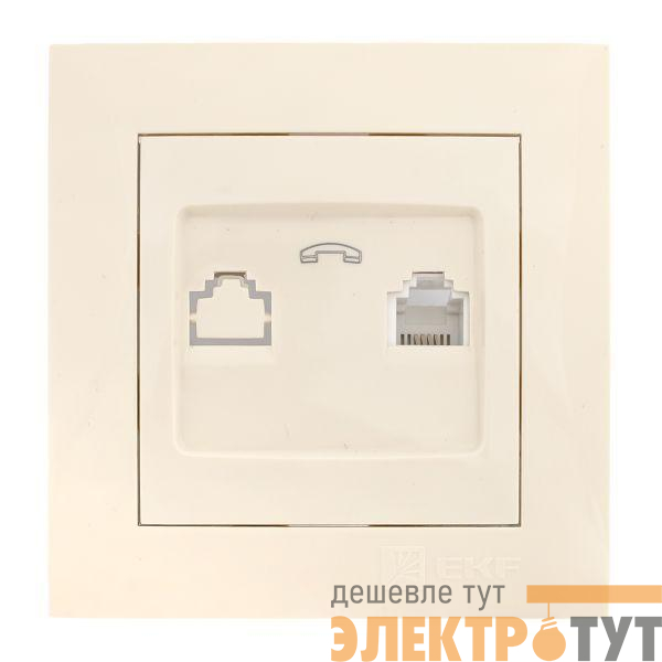 Розетка телефонная 1-м СП Валенсия RJ11 крем. PROxima EKF EWT01-034-20