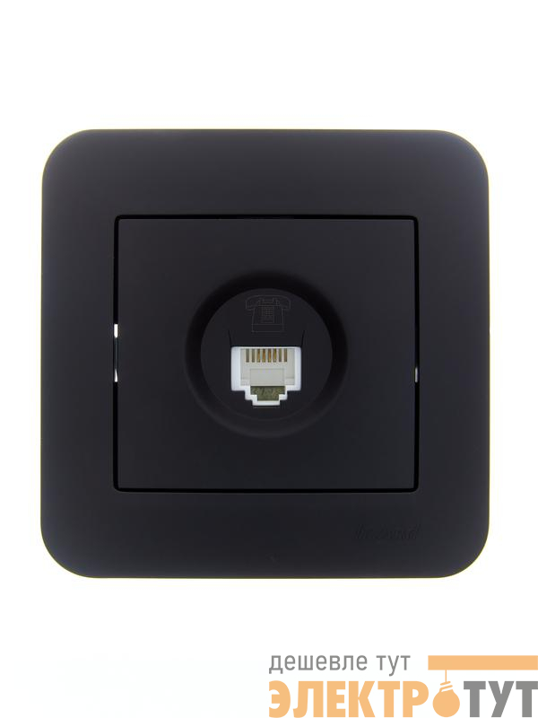 Розетка телефонная евро 1-м СП ASTI IP20 RJ11 в сборе черн. бархат LEZARD 7081-4242-137