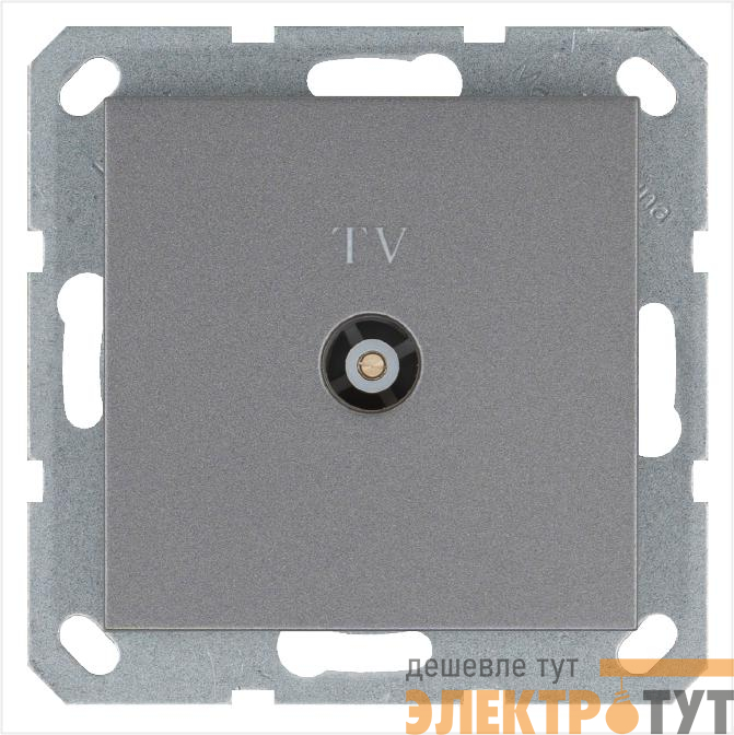 Розетка телевизионная оконечная TV Ф9.5мм механизм алюм. Jasmart G6001S