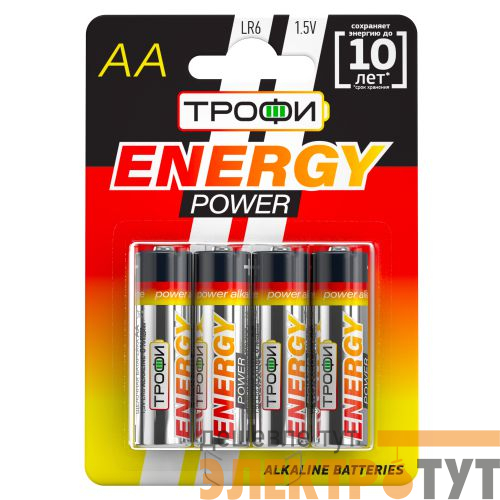 Элемент питания алкалиновый AA/LR6 LR6-4BL (блист.4шт) Трофи C0034657