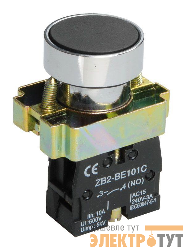 Кнопка LAY5-BA21 1НО без подсветки черн. IEK BBT60-BA-K02