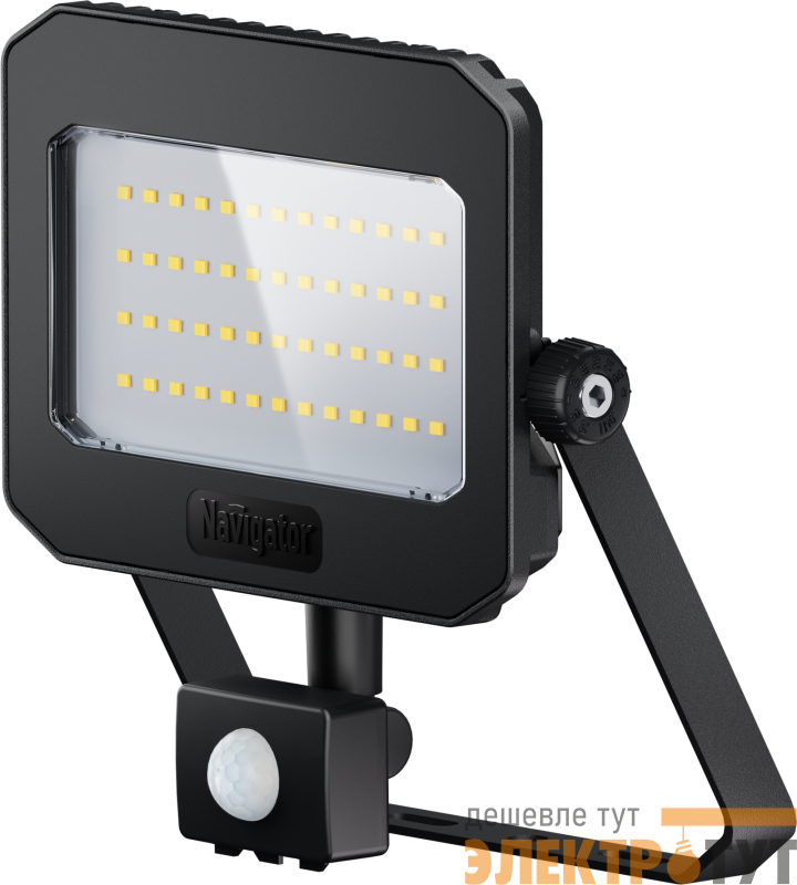 Прожектор светодиодный 95 200 NFL-05-50-4K-BL-D110-SNR-LED 50Вт 4000К IP65 6250лм с ИК датчиком движения черн. NAVIGATOR 95200