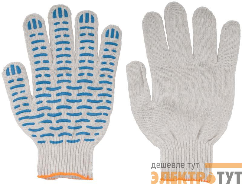 Перчатки вязаные "Волна" (4 нити) 10 класс вязки х/б с ПВХ 12491