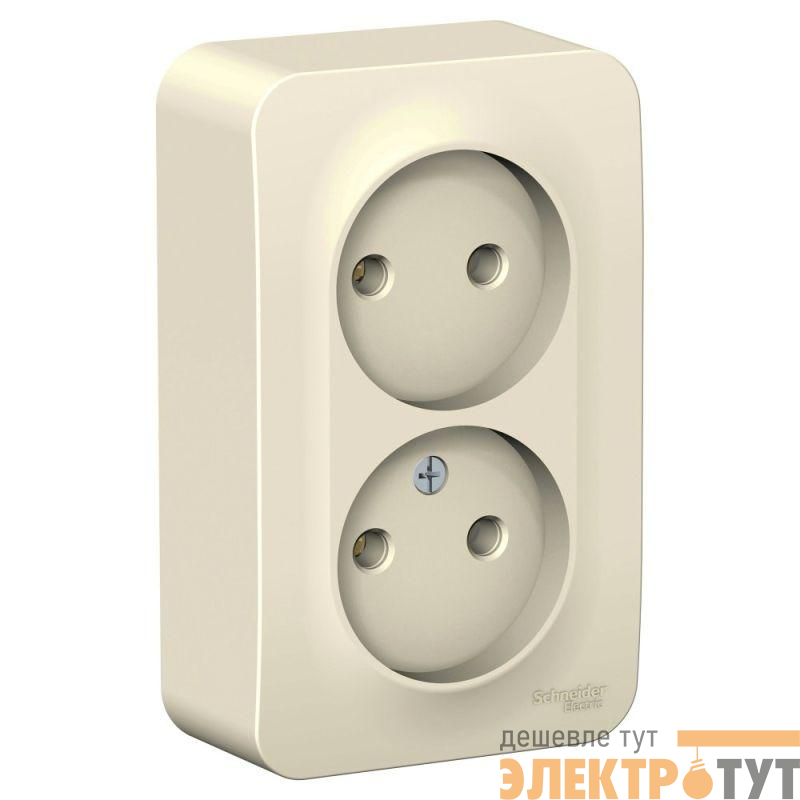 Розетка 2-м ОП Blanca 16А IP20 250В без заземл. без защ. шторок с изолир. пластиной молоч. SE BLNRA000212