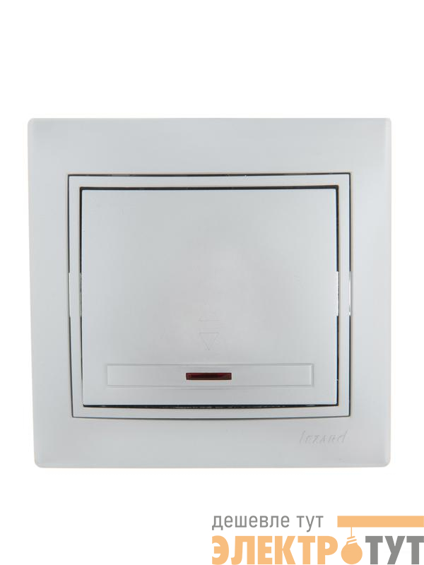 Переключатель проходной 1-кл. СП Mira 10А с подсветкой со вставкой сер. метал. LEZARD 701-1010-114