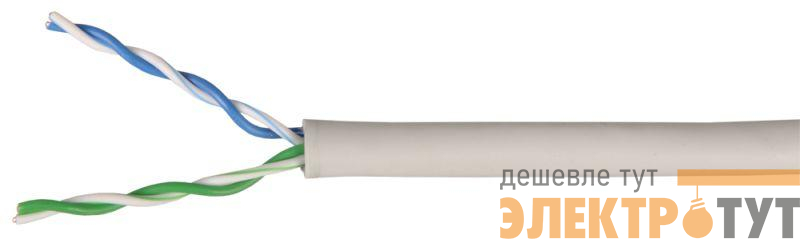Кабель витая пара ШПД U/UTP кат.5E 2х2х0.48мм 24 AWG PVC solid сер. (500м) (м) ITK BC1-C5E02-111