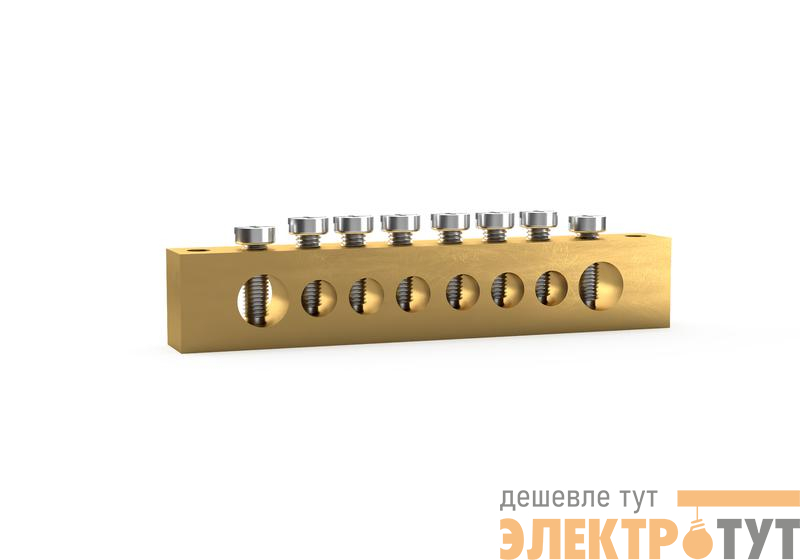 Шина PEN "земля-ноль" 8х12мм 8 отвер. латунь TOKOV ELECTRIC TKE-BSB-812-8-N/PEN