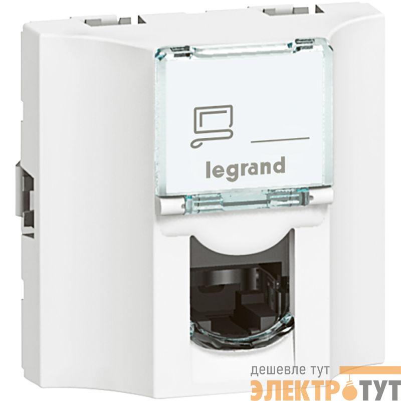 Розетка компьютерная проходная СП 2мод. Mosaic RJ45 кат.6A STP бел. Leg 078628
