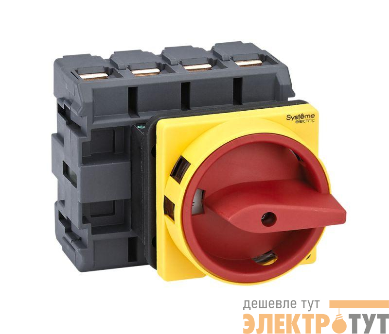 Выключатель-разъединитель 4п 100А IP20 с красн. рукоят. на дверцу 4 винтами с замком SE MSD100410R