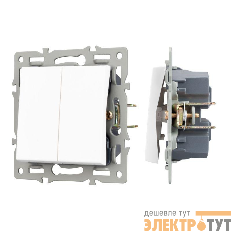 Механизм выключателя двухклавишный проходной SWT-MKP2-PL-WH (250В 16А) Arlight 043727